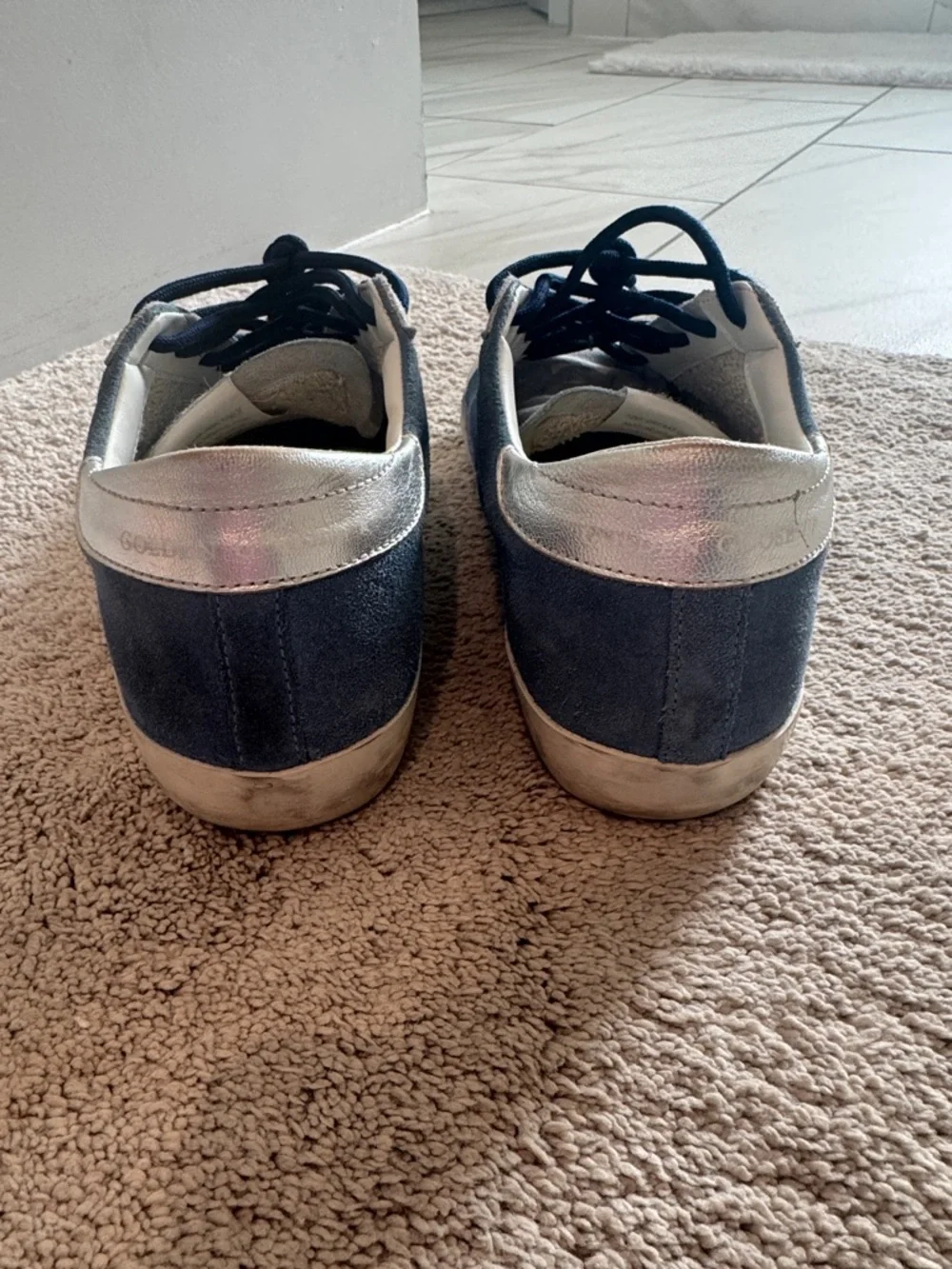 Golden Goose Blue and Silver Glitter Superstar Sneakers - Picture 2 of 8